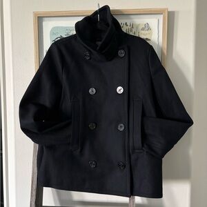 GAP Women's Black Double-Breasted Wool Coat